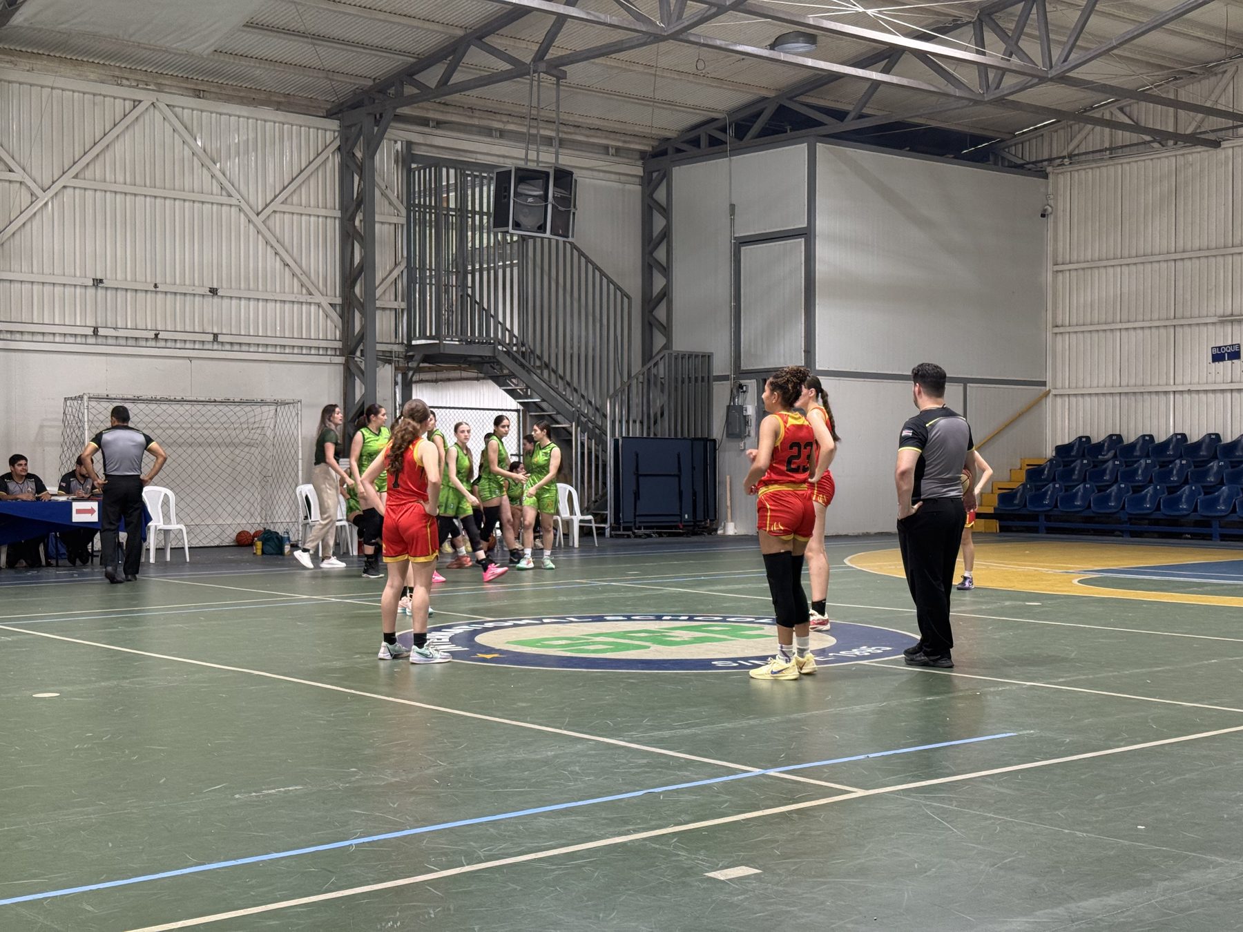 Naima competing in an international basketball game